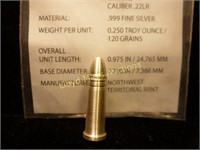 Silver Bullet .999 Fine Silver .22LR 1/4oz w/ COA