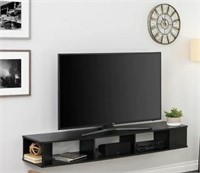 70" Wide Wall Mounted TV Stand - Black