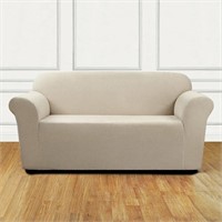One Piece Box Cushion Loveseat Slipcover, Natural