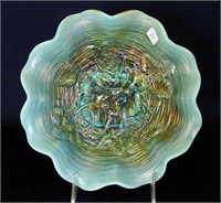 Rose Show ruffled bowl - aqua opal