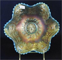 Daisy Wreath ruffled bowl - blue opal