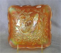 M'burg Trout & Fly square shaped bowl - marigold