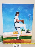 Signed Squyres Baseball Oil Painting (No Ship)