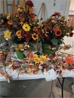 FALL ARTIFICIAL FLOWERS AND 2 POTS OF FALL