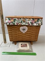 Longaberger Basket,1991, liners cloth,plastic,