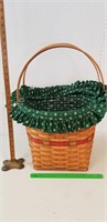 Longaberger Basket, 1990: Green Cloth Liner,