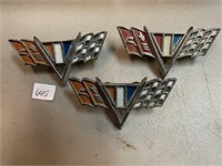 Chevy Fender Crossed Flags Emblems