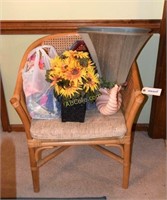 Bamboo & Cane Chair w/decorative Flags; Floral