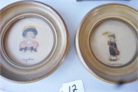 3 pairs of pictures and a bear scene ceramic