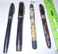 4 Fountain pens, "Arnold", black "Parker",  black