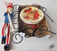 Plates & plate holders and Uncle Sam flag  holder