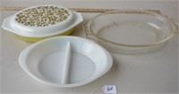 Pyrex covered divided dish, open divided  dish,