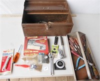 Metal hand toolbox with tools