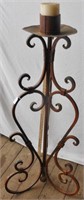 Heavy metal candle holder with curved design,  5'