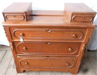 Antique 3 drawer dresser with gloove boxes,