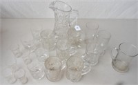 Misc. clear glassware items including pitcher  &