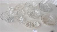 10 misc. clear glassware items