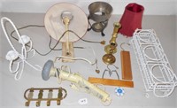 Misc. items including vintage lamp & brass  items