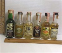6 vintage mini liqueur bottles * Jeremiah Weed