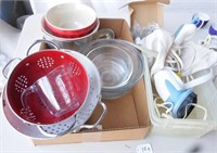 Misc. items including bowls, measuring cup,