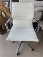 White leather and chrome arms office chair swivel