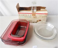 Baking dishes, glasses and pie pans