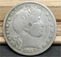 1914-S Barber Half Dollar, VG