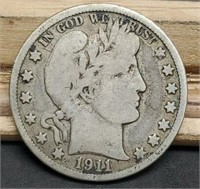 1911-D Barber Half Dollar, VG
