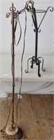 Older floor lamp with marble base and iron  plant