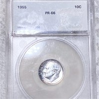 1955 Roosevelt Silver Dime SEGS - PR66