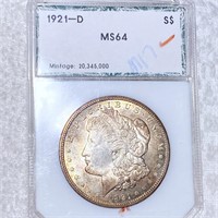 1921-D Morgan Silver Dollar PCI - MS64