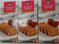 3 X 300g STRAWBERRY SANDWICH CREAM COOKIES