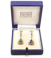 Australian 9ct yellow gold and opal doublet drop