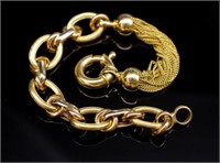 Three colour gold fancy chain bracelet