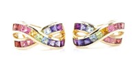 Rainbow sapphire and 14ct yellow gold earrings
