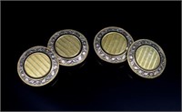 Art Deco two tone 14ct gold cufflinks