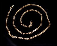 A long 9ct rose gold "Cuban" chain necklace