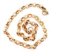 9ct rosey gold fancy oval belcher chain