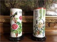 Hand painted Oriental Hat Stand Vases