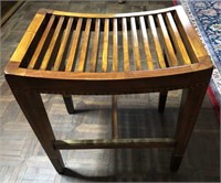 Inlaid Wooden Slatted Stool