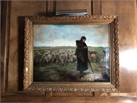 Original English Pastoral Genre Scene Oil/Canvas