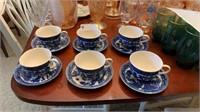 LOT OF 6 BLUE WILLOW CUPS AND