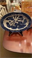 LARGE BLUE WILLOW SERVING PLATTER