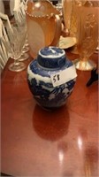 BLUE WILLOW GINGER JAR MARKED