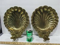 2 Shell Shape Brass Candle Holders