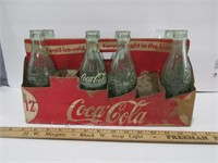Old Coca Cola 12 pack Carrier w/ 8 bottles