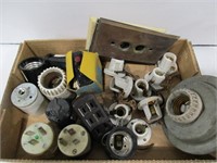 Lot of Vintage Light Sockets + Misc. Electrical