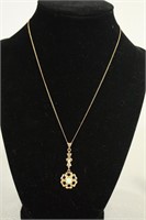 14K YELLOW GOLD NECKLACE WITH OPAL ACCENT PENDANT