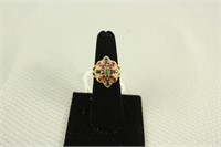14K YELLOW GOLD RING WITH MULTICOLORED STONES SIZE