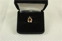 10K YELLOW GOLD NECKLACE PENDANT WITH RED GARNET A